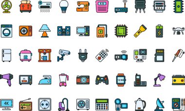 Düzenlenebilir Vuruşlu Elektronik Simgeler Yüksek Kaliteli Vektör Simgeleri Koleksiyonu. Profesyonel ve Yaratıcı Projeler için ideal.