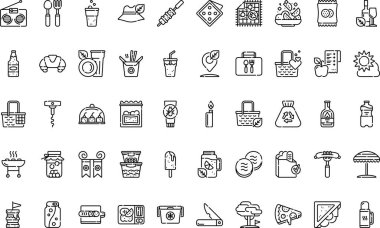 Piknik simgeleri basit vektör simgesi. Web mobil UI ögesi için resimleme sembolü tasarım şablonu. 