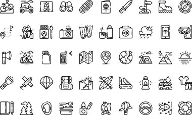 Düzenlenebilir Vuruşlu Macera Simgeleri Yüksek Kalite Vektör Simgeleri Koleksiyonu. Profesyonel ve Yaratıcı Projeler için ideal