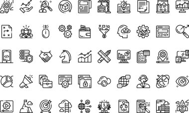 Geliştirme simgeleri Düzenlenebilir Vuruşlu Yüksek Kalite Vektör Simgeleri Koleksiyonu. Profesyonel ve Yaratıcı Projeler için ideal
