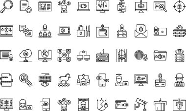 Hacker simgeleri basit vektör simgesi. Web mobil UI ögesi için resimleme sembolü tasarım şablonu. 