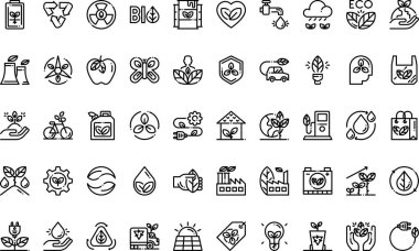 Ekoloji simgeleri: Düzenlenebilir Vuruşlu Yüksek Kalite Vektör Simgeleri Koleksiyonu. Profesyonel ve Yaratıcı Projeler için ideal