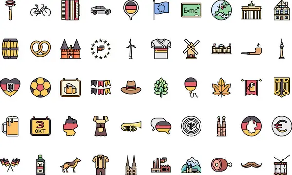 Almanya, Düzenlenebilir Vuruşla Yüksek Kalite Vektör Simgeleri Koleksiyonunu simgeledi. Profesyonel ve Yaratıcı Projeler için ideal.