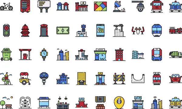 Şehir yaşamı simgeleri Yüksek Kalite Vektör Simgeleri Düzenlenebilir Vuruşlar Koleksiyonu. Profesyonel ve Yaratıcı Projeler için ideal.