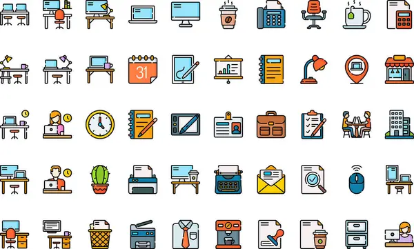 Düzenlenebilir Vuruşlu İşyeri simgeleri Yüksek Kalite Vektör Simgeleri Koleksiyonu. Profesyonel ve Yaratıcı Projeler için ideal.