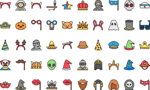 Kostüm partisi simgeleri Düzenlenebilir Vuruşlu Yüksek Kaliteli Vektör Simgeleri Koleksiyonu. Profesyonel ve Yaratıcı Projeler için ideal.