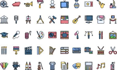 Güzel Sanatlar ikonları Yüksek Kaliteli Vektör Simgeleri Koleksiyonu Düzenlenebilir Vuruşlu. Profesyonel ve Yaratıcı Projeler için ideal.