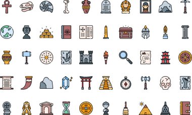 Tarih simgeleri: Düzenlenebilir Vuruşlu Yüksek Kalite Vektör Simgeleri Koleksiyonu. Profesyonel ve Yaratıcı Projeler için ideal.