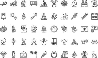 Yeni yıl simgeleri Basit vektör simgesi. Web mobil UI ögesi için resimleme sembolü tasarım şablonu. 