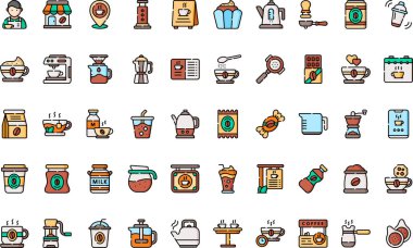 Kafe simgeleri Yüksek Kalite Vektör Simgeleri Düzenlenebilir Darbe Koleksiyonu. Profesyonel ve Yaratıcı Projeler için ideal.