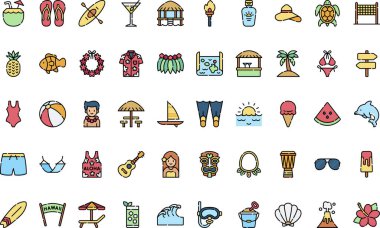 Hawaii ikonları Yüksek Kalite Vektör Simgeleri Düzenlenebilir Vuruşlar Koleksiyonu. Profesyonel ve Yaratıcı Projeler için ideal.