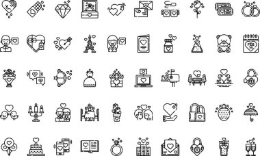 Sevgililer Günü simgeleri Yüksek Kaliteli Vektör Simgeleri Koleksiyonu ve Düzenlenebilir Darbe. Profesyonel ve Yaratıcı Projeler için ideal.