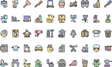 Banyo simgeleri Yüksek Kaliteli Vektör Simgeleri Koleksiyonu ve Düzenlenebilir Vuruş. Profesyonel ve Yaratıcı Projeler için ideal.