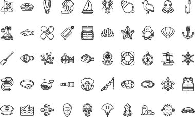 Sealife simgeleri basit vektör simgesi. Web mobil UI ögesi için resimleme sembolü tasarım şablonu. 