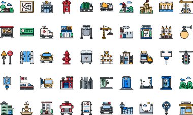 Düzenlenebilir Vuruşlu Şehir Simgeleri Yüksek Kalite Vektör Simgeleri Koleksiyonu. Profesyonel ve Yaratıcı Projeler için ideal.