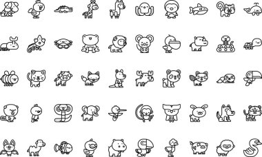 Kawaii hayvan simgeleri Yüksek Kaliteli Vektör Simgeleri Koleksiyonu Düzenlenebilir Vuruşla. Profesyonel ve Yaratıcı Projeler için ideal.