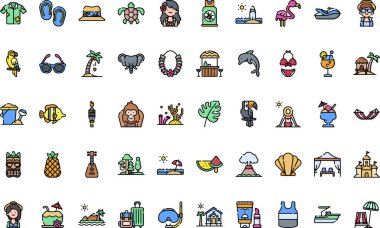 Düzenlenebilir Vuruşlu Tropikal ikonlar Yüksek Kaliteli Vektör Simgeleri Koleksiyonu. Profesyonel ve Yaratıcı Projeler için ideal.