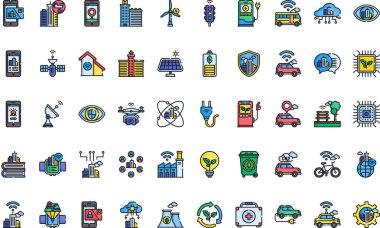 Düzenlenebilir Vuruşlu Akıllı Şehir Simgeleri Yüksek Kalite Vektör Simgeleri Koleksiyonu. Profesyonel ve Yaratıcı Projeler için ideal.
