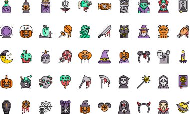 Cadılar Bayramı ikonları Yüksek Kaliteli Vektör Simgeleri Koleksiyonu Düzenlenebilir Vuruşlu. Profesyonel ve Yaratıcı Projeler için ideal.