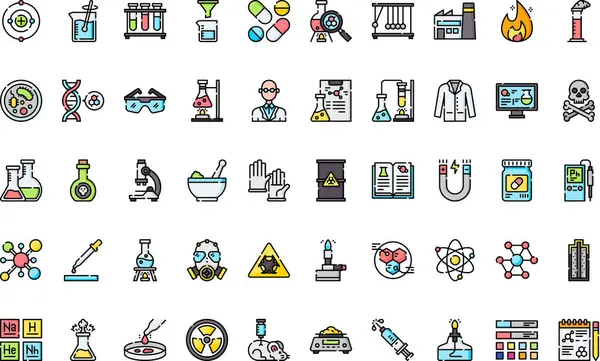 Kimya simgeleri: Düzenlenebilir Vuruşlu Yüksek Kalite Vektör Simgeleri Koleksiyonu. Profesyonel ve Yaratıcı Projeler için ideal.
