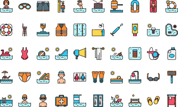 Yüzme havuzu simgesi paketi Yüksek Kaliteli Vektör Simgeleri Koleksiyonu ve Düzenlenebilir Vuruş. Profesyonel ve Yaratıcı Projeler için ideal