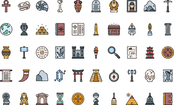 Tarih simgeleri: Düzenlenebilir Vuruşlu Yüksek Kalite Vektör Simgeleri Koleksiyonu. Profesyonel ve Yaratıcı Projeler için ideal.