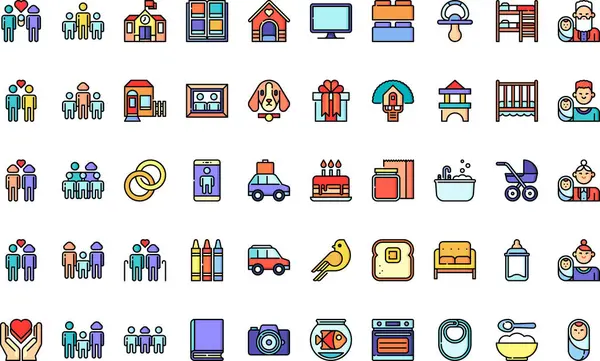 Düzenlenebilir Vuruşlu Aile Simgeleri Yüksek Kalite Vektör Simgeleri Koleksiyonu. Profesyonel ve Yaratıcı Projeler için ideal.