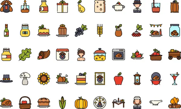 Şükran Günü ikonları Yüksek Kaliteli Vektör Simgeleri Koleksiyonu ve Düzenlenebilir Darbe. Profesyonel ve Yaratıcı Projeler için ideal.