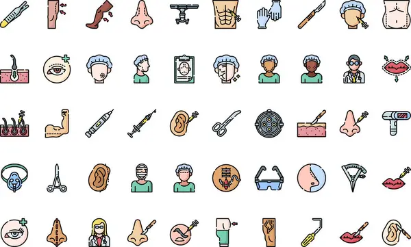 Estetik cerrahi simgeleri Yüksek Kaliteli Vektör Simgeleri Koleksiyonu ve Düzenlenebilir Darbe. Profesyonel ve Yaratıcı Projeler için ideal.