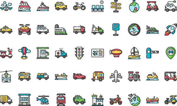 Düzenlenebilir Vuruşlu Ulaşım Simgeleri Yüksek Kaliteli Vektör Simgeleri Koleksiyonu. Profesyonel ve Yaratıcı Projeler için ideal.