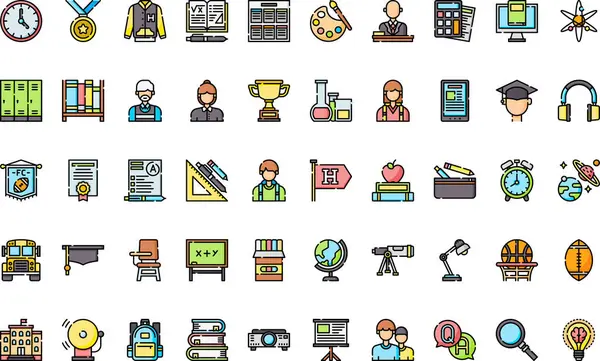 Lise simgeleri Yüksek Kalite Vektör Simgeleri Düzenlenebilir Vuruşlar Koleksiyonu. Profesyonel ve Yaratıcı Projeler için ideal.