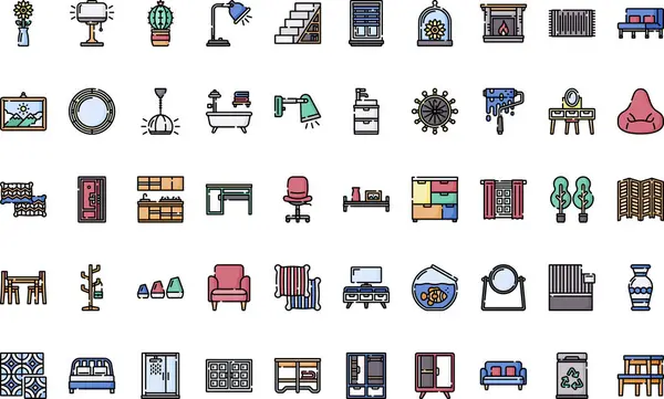 Düzenlenebilir Vuruşlu Ev dekorasyonu simgeleri Yüksek Kaliteli Vektör Simgeleri Koleksiyonu. Profesyonel ve Yaratıcı Projeler için ideal.