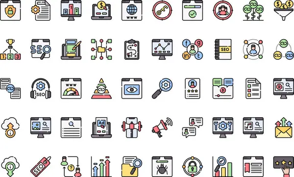 Düzenlenebilir Vuruşlu Yüksek Kalite Vektör Simgeleri Koleksiyonu pazarlama ve seo simgeleri. Profesyonel ve Yaratıcı Projeler için ideal