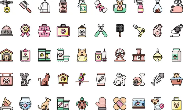 Pet shop simgeleri Yüksek Kaliteli Vektör Simgeleri Koleksiyonu Düzenlenebilir Vuruşlu. Profesyonel ve Yaratıcı Projeler için ideal.