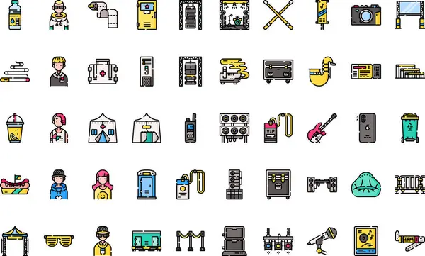 Müzik festivali Yüksek Kalite Vektör Simgeleri Koleksiyonunu Düzenlenebilir Vuruşlarla simgeliyor. Profesyonel ve Yaratıcı Projeler için ideal.