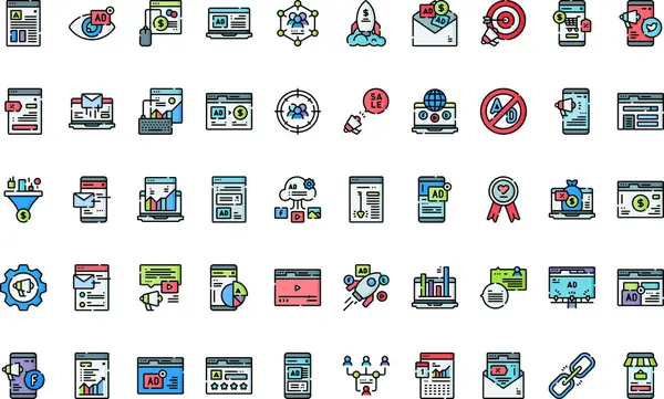 Düzenlenebilir Vuruşlu Yüksek Kaliteli Vektör Simgeleri Koleksiyonu dijital pazarlama simgeleri. Profesyonel ve Yaratıcı Projeler için ideal.