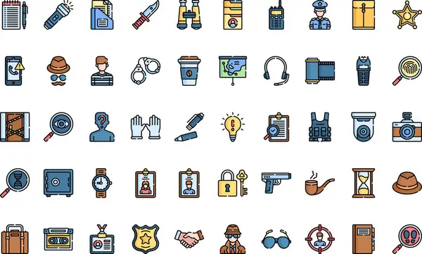 Düzenlenebilir Vuruşlu Yüksek Kaliteli Vektör Simgeleri Koleksiyonu özel dedektif simgeleri. Profesyonel ve Yaratıcı Projeler için ideal