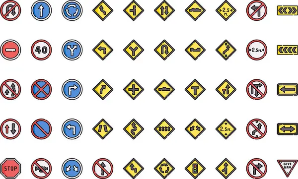 Trafik işaretleri, Düzenlenebilir Vuruşlu Yüksek Kaliteli Vektör Simgeleri Koleksiyonu simgeleri. Profesyonel ve Yaratıcı Projeler için ideal.