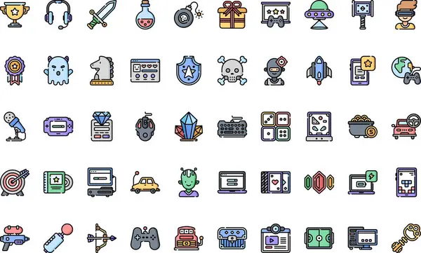 Oyun simgeleri Yüksek Kaliteli Vektör Simgeleri Koleksiyonu Düzenlenebilir Vuruşlu. Profesyonel ve Yaratıcı Projeler için ideal.