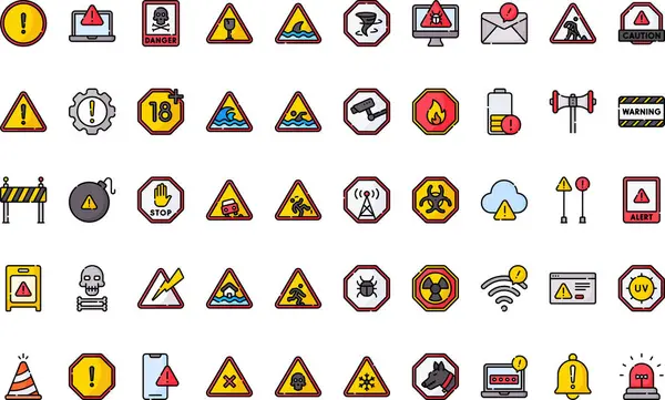 Düzenlenebilir Vuruşlu Yüksek Kalite Vektör Simgeleri Koleksiyonunu Uyarı ve Uyarı simgeleri. Profesyonel ve Yaratıcı Projeler için ideal.