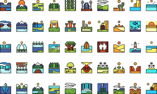 Peyzaj simgeleri Düzenlenebilir Vuruşlu Yüksek Kaliteli Vektör Simgeleri Koleksiyonu. Profesyonel ve Yaratıcı Projeler için ideal.
