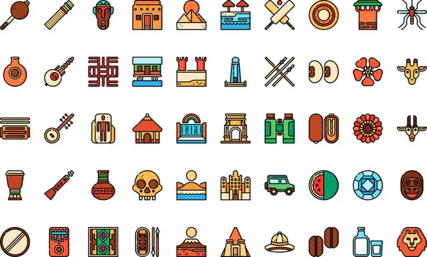 Afrika Yüksek Kaliteli Vektör Simgeleri Koleksiyonu Düzenlenebilir Vuruşla simgeleşiyor. Profesyonel ve Yaratıcı Projeler için ideal.