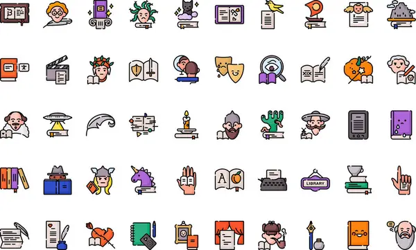 Edebiyat simgeleri Yüksek Kaliteli Vektör Simgeleri Koleksiyonu ve Düzenlenebilir Vuruş. Profesyonel ve Yaratıcı Projeler için ideal.