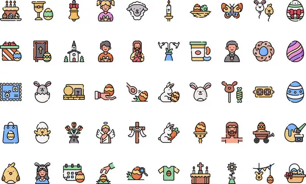 Paskalya Günü simgeleri Yüksek Kaliteli Vektör Simgeleri Koleksiyonu Düzenlenebilir Vuruşlu. Profesyonel ve Yaratıcı Projeler için ideal.