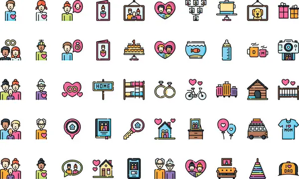 Düzenlenebilir Vuruşlu Aile Simgeleri Yüksek Kalite Vektör Simgeleri Koleksiyonu. Profesyonel ve Yaratıcı Projeler için ideal.