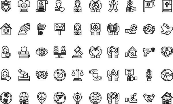 Barış İnsan Hakları ikonları Yüksek Kalite Vektör Simgesi Koleksiyonu Düzenlenebilir Vuruşlu. Profesyonel ve Yaratıcı Projeler için ideal