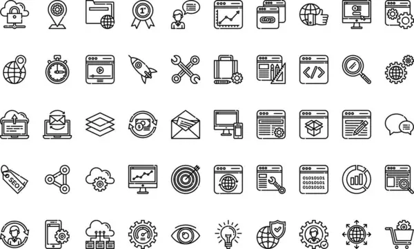Seo geliştirme simgeleri Basit vektör simgesi. Web mobil UI ögesi için resimleme sembolü tasarım şablonu. 