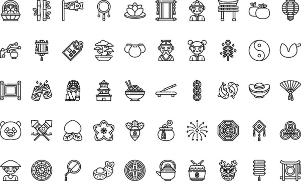 Çin 'in yeni yıl simgeleri basit vektör simgesi. Web mobil UI ögesi için resimleme sembolü tasarım şablonu. 