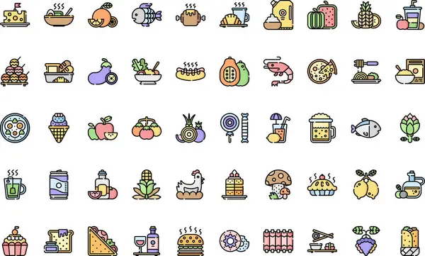 Düzenlenebilir Vuruşlu Yiyecek Simgeleri Yüksek Kalite Vektör Simgeleri Koleksiyonu. Profesyonel ve Yaratıcı Projeler için ideal.