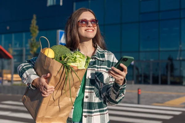 stock image Shopping healthy food in eco-packaging and lifestyle concept